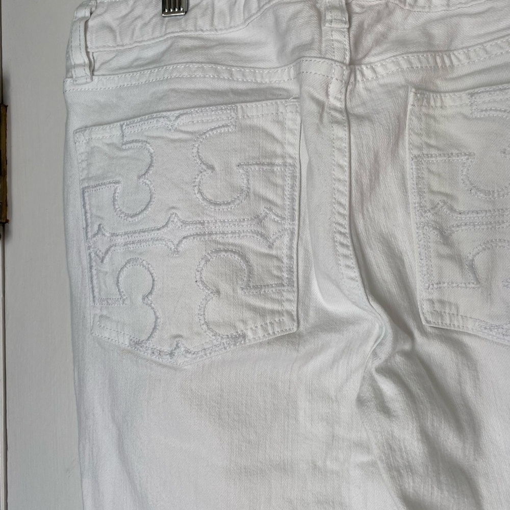 𝅺Tory Burch White Denim Jeans Women’s Size 30 Super Skinny Jeans - Picture 5 of 10